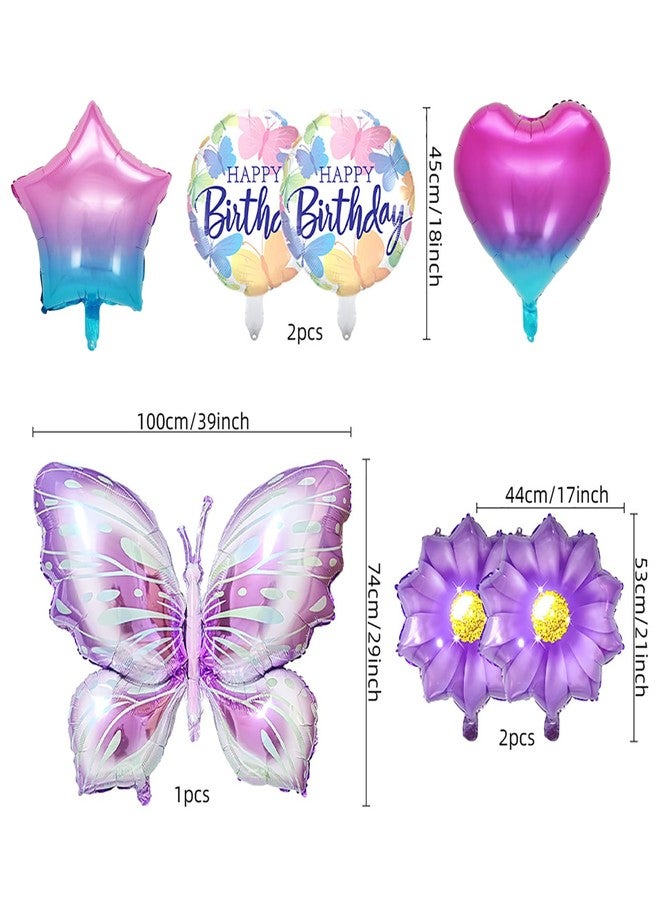 Hazyore Butterfly Birthday Party Decoration Butterfly Aluminum Foil Balloon Girl Party Birthday Decoration with Straw Ribbon - Image 2